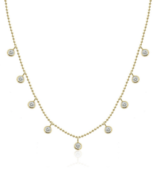 Cleopatra Diamond Station Necklace — 14K Gold