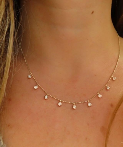 Cleopatra Diamond Station Necklace — 14K Gold