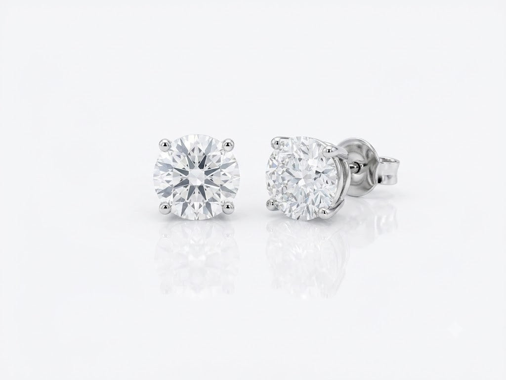Lab-Grown Diamond Stud Earrings — 14K White Gold