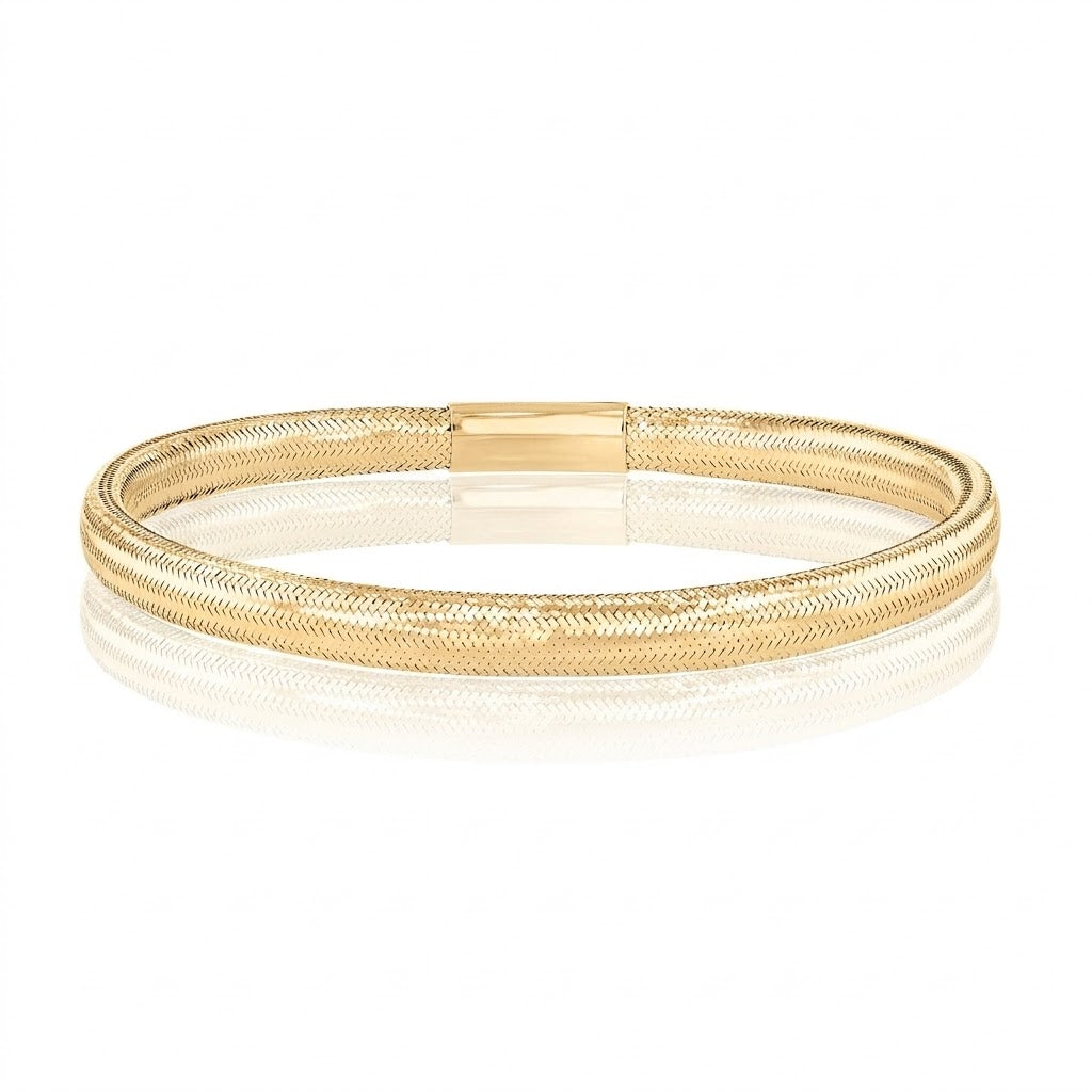 Gold Stretch Mesh Bangle — 14K Yellow Gold