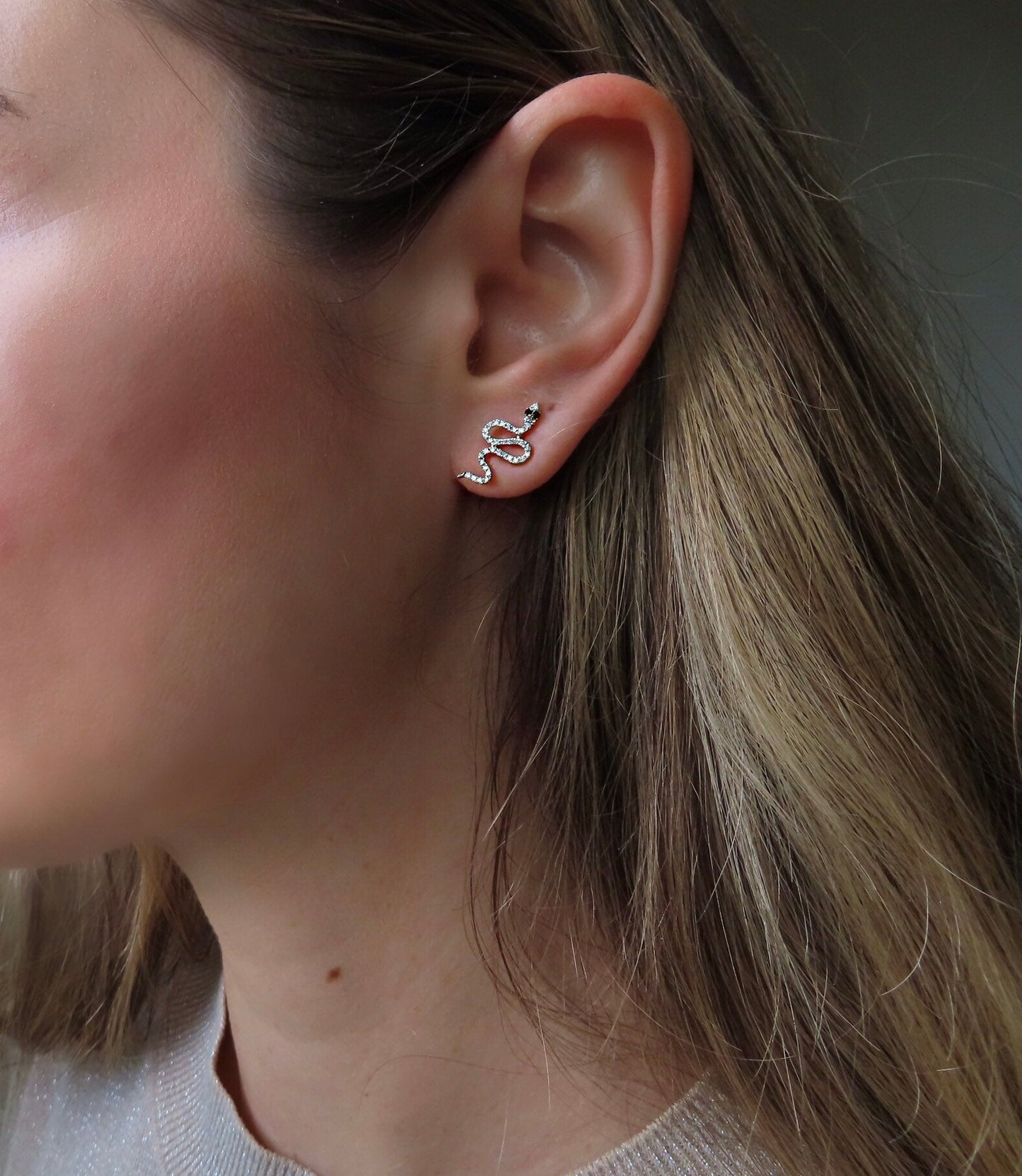 Diamond Snake Ear Climber — 14K Gold