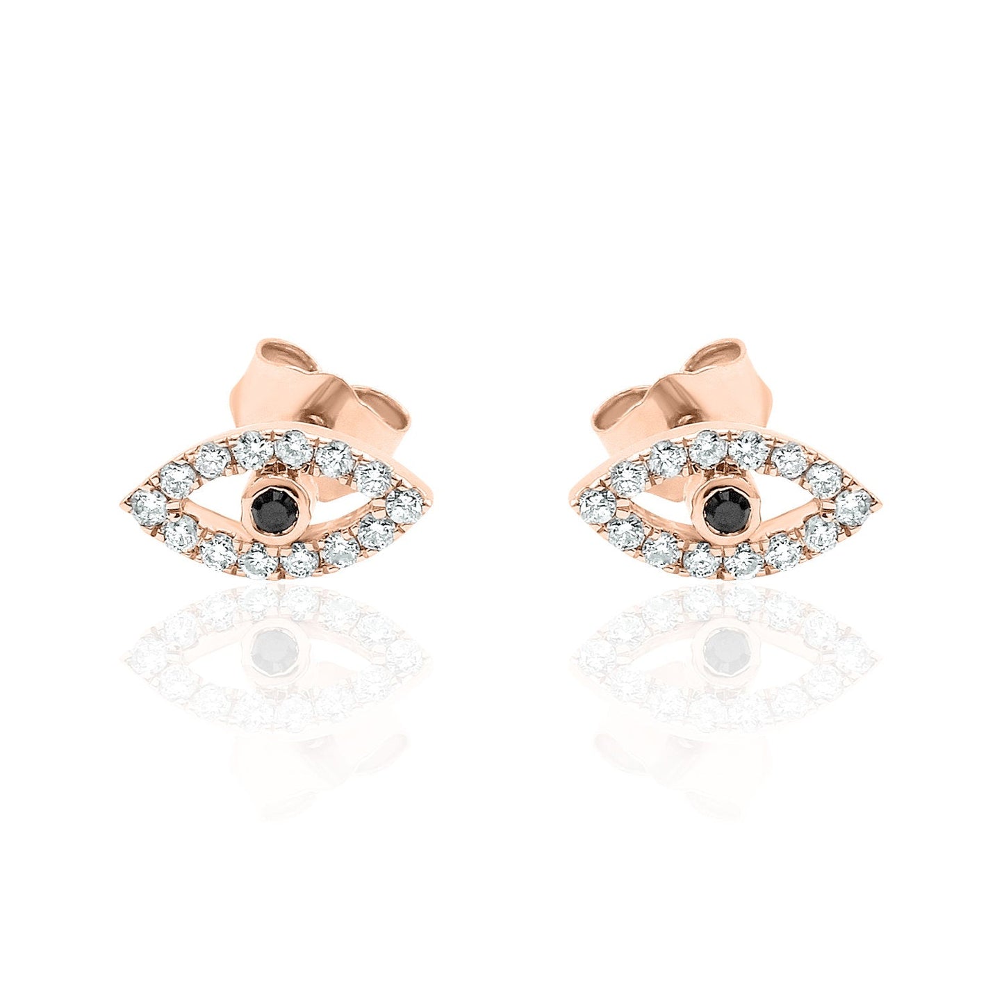 Diamond Evil Eye Stud Earrings — 14K Gold