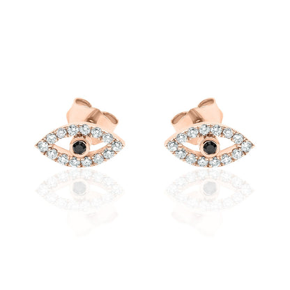 Diamond Evil Eye Stud Earrings — 14K Gold