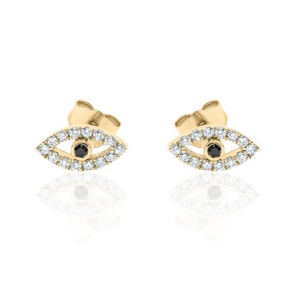 Diamond Evil Eye Stud Earrings — 14K Gold