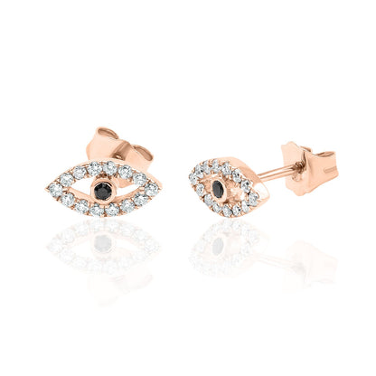 Diamond Evil Eye Stud Earrings — 14K Gold