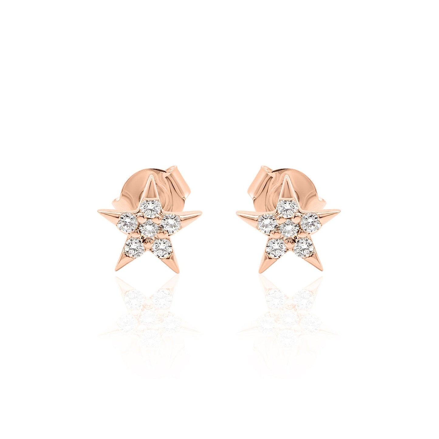 Diamond Star Stud Earrings — 14K Gold