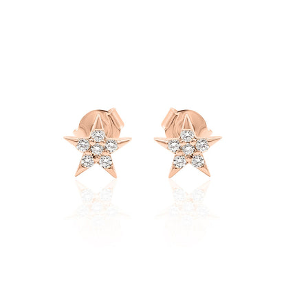Diamond Star Stud Earrings — 14K Gold