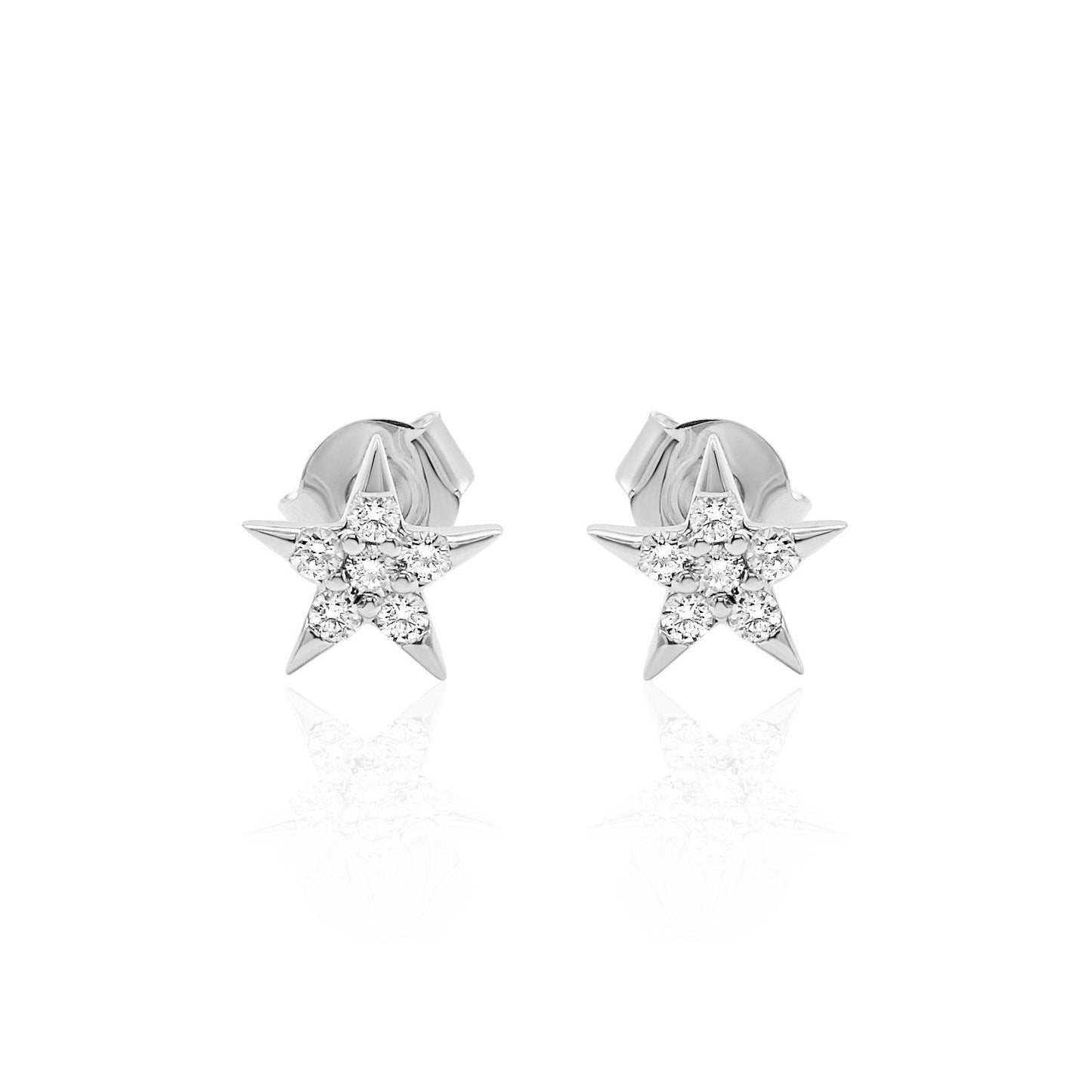 Diamond Star Stud Earrings — 14K Gold