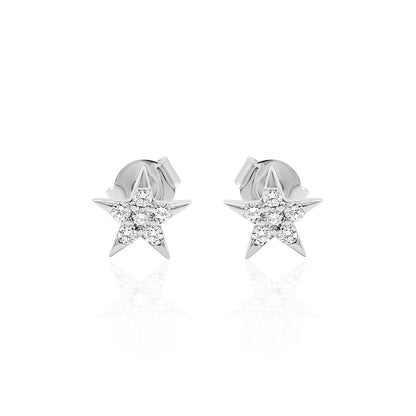 Diamond Star Stud Earrings — 14K Gold