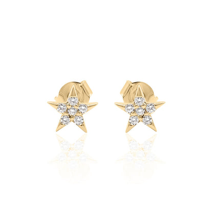 Diamond Star Stud Earrings — 14K Gold