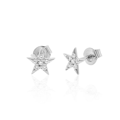 Diamond Star Stud Earrings — 14K Gold