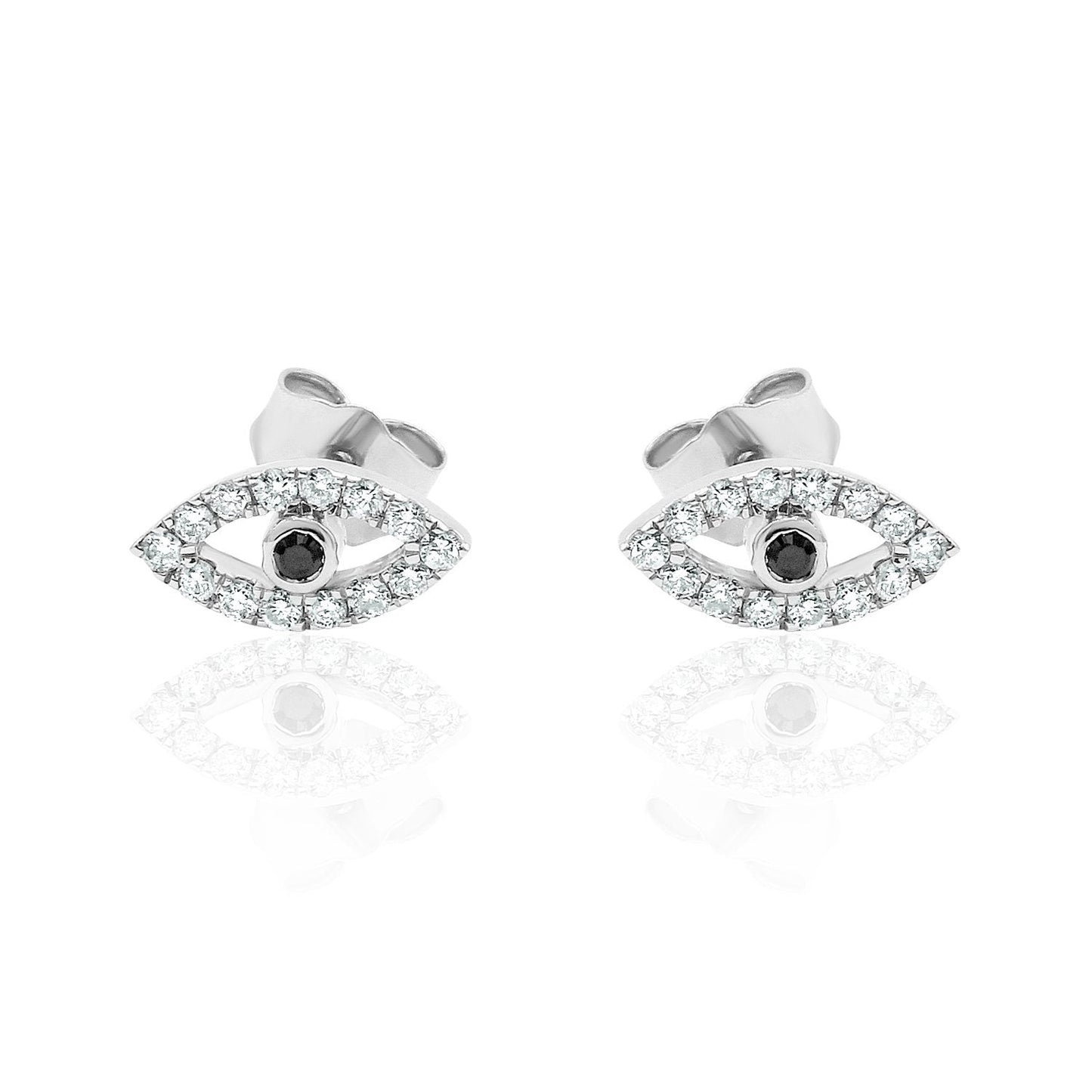 Diamond Evil Eye Stud Earrings — 14K Gold
