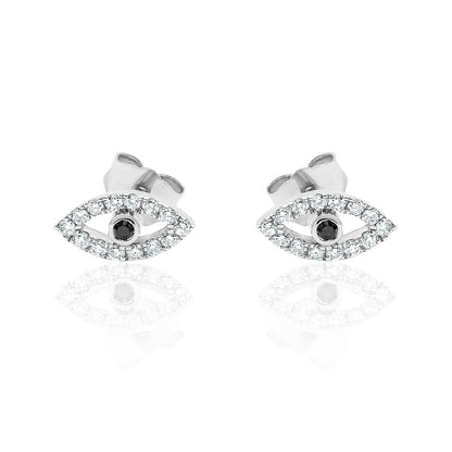 Diamond Evil Eye Stud Earrings — 14K Gold