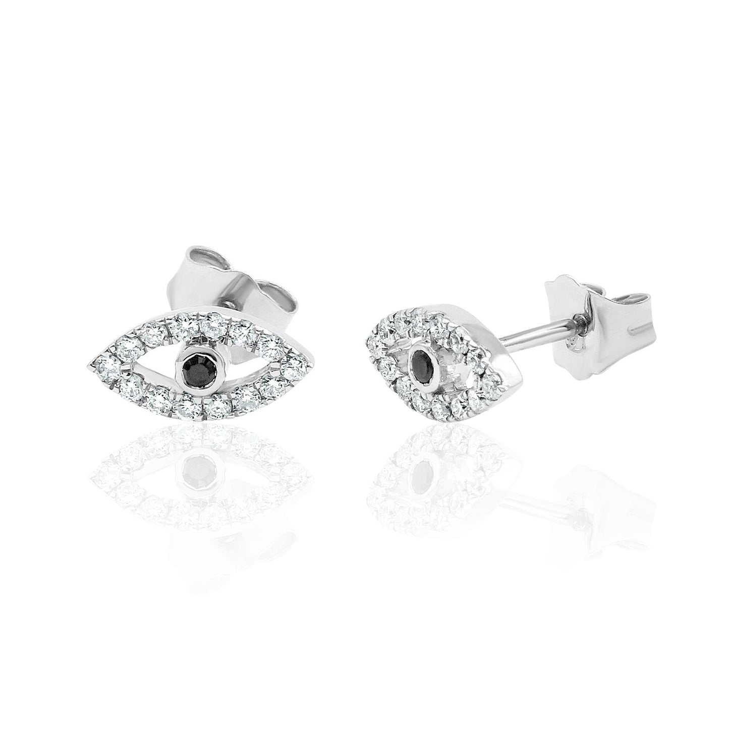 Diamond Evil Eye Stud Earrings — 14K Gold