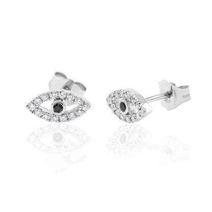 Diamond Evil Eye Stud Earrings — 14K Gold