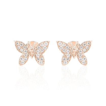 Diamond Butterfly Stud Earrings — 14K Gold