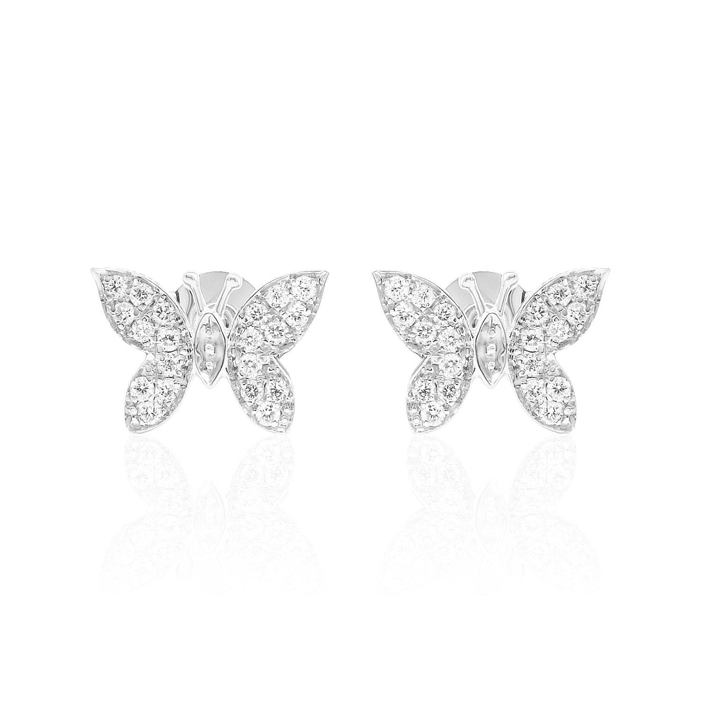 Diamond Butterfly Stud Earrings — 14K Gold