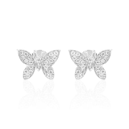 Diamond Butterfly Stud Earrings — 14K Gold